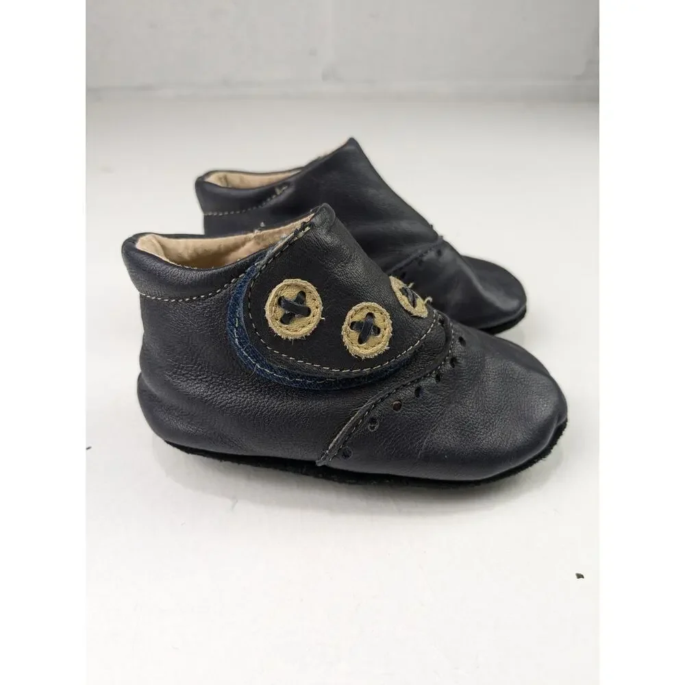 Livie & Luca Navy Blue Leather Baby 12-18 Months First Walkers